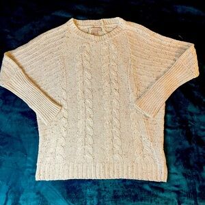 Banana Republic Beige Knit Sweater Ribbed Sleeves Size XS